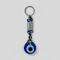 Evil Eye Nazar Boncuk Mal De Ojo Keychain with Metallic Look Beads